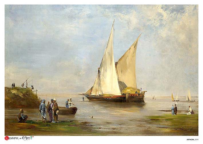 Paper Designs SAILBOATS The Banks of the Nile  A4 Decoupage Rice Paper #ARTWORK0099