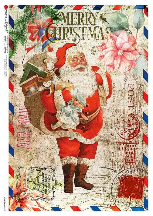 Paper Designs CHRISTMAS SANTA A4 Decoupage Rice Paper #CHRISTMAS0332