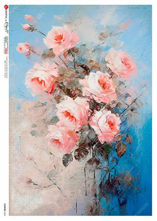 Paper Designs BOUQUET of ROSES Collage A4 Decoupage Rice Paper #FLOWERS 0403