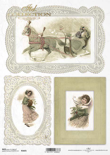 ITD Collection Snow Carriage Winter A4 Rice Paper #R1025