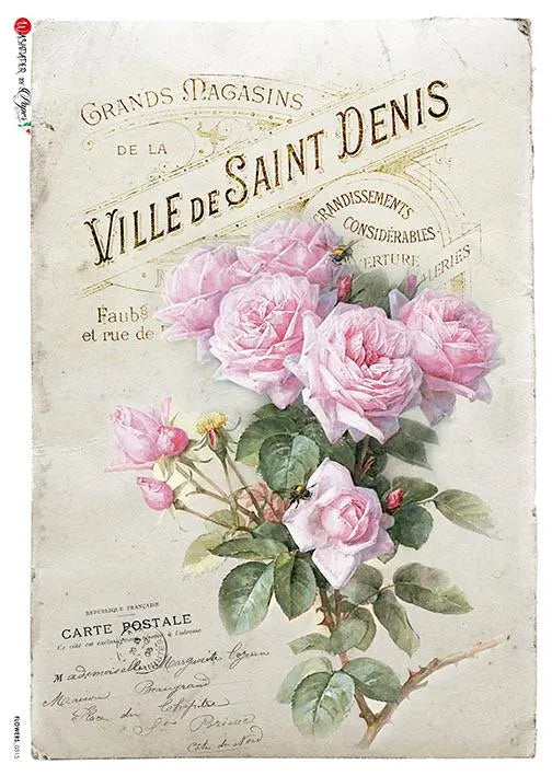Paper Designs Roses FLOWERS0315 A4 Decoupage Rice Paper