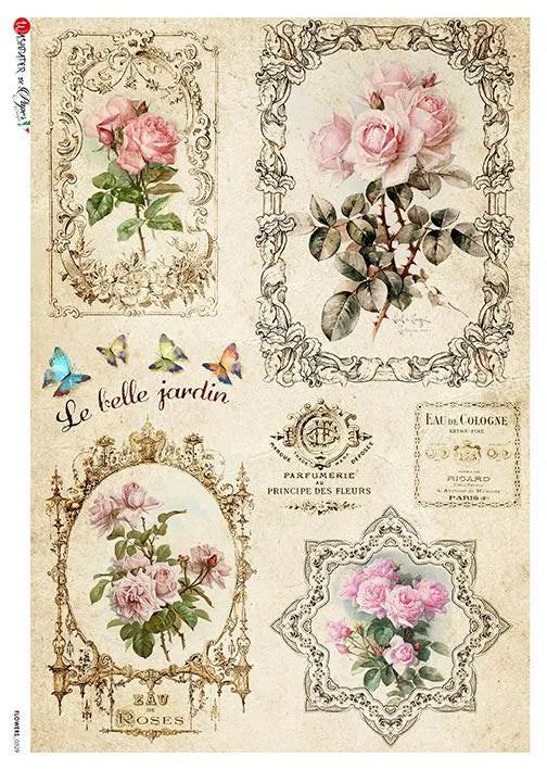 Paper Designs FLOWERS 0329 A4 Decoupage Rice Paper