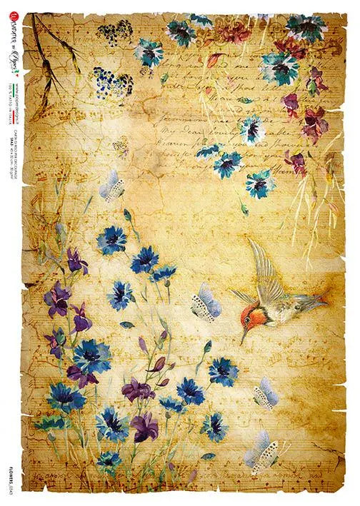 Paper Designs A4 Decoupage Rice Paper - #FLOWERS0343