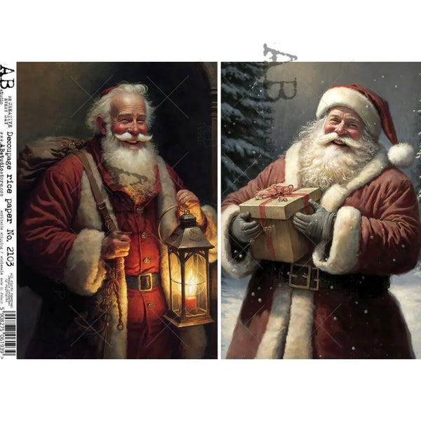 AB Studios 2 Santas (AI) A4 Decoupage Rice Paper #2103