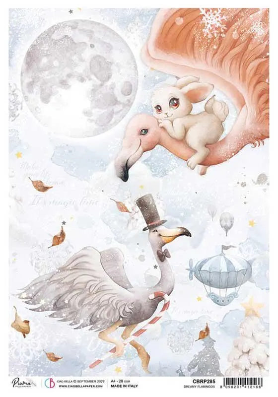 Ciao Bella DREAMY FLAMINGOS Rice Paper A4 Mixed Media #CBRP285