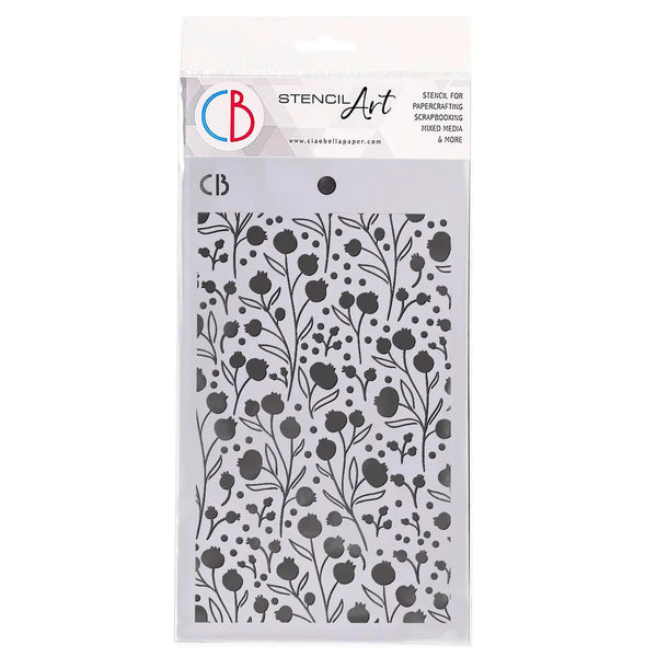 Ciao Bella WINTER BERRIES Texture Stencil 5" x 8"  #MS060