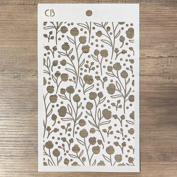 Ciao Bella WINTER BERRIES Texture Stencil 5" x 8"  #MS060