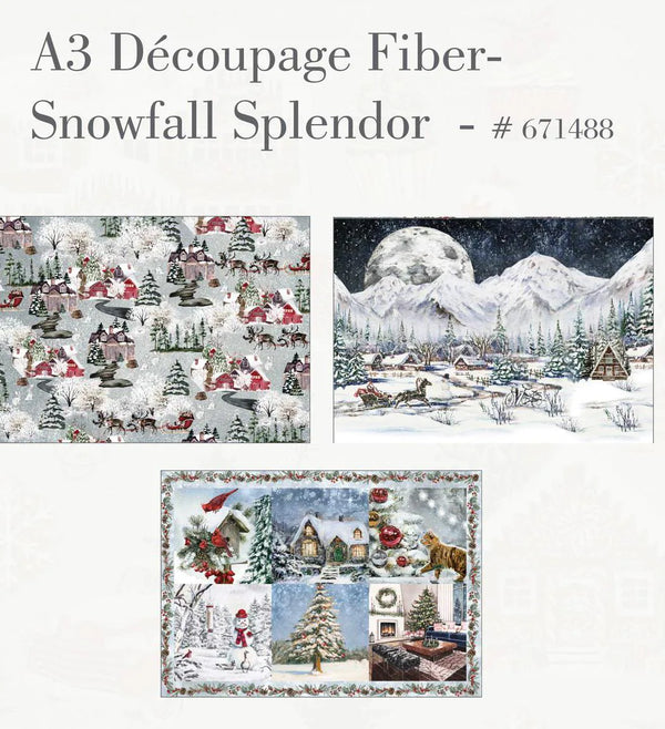 Re-Design with Prima SNOWFALL SPLENDOR Christmas A3 Decoupage FIBER 11.7" x 16.5" 3 Sheets #671488