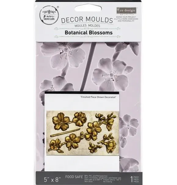 BOTANICAL BLOSSOMS Re-Design Prima Decor Moulds Mold Food Safe 5X8 Resin #650445