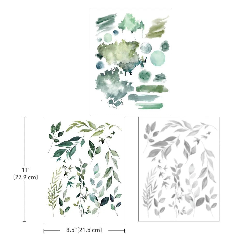 Prima Sharon Ziv GREENERY DAY 8.5 x 11 Rub On Decor Transfers 3 sheets #930394