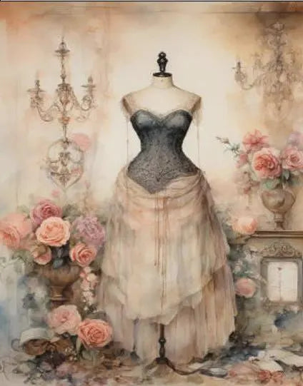 LaBlanche FADED FLOWERS 1 DRESS A4 Decoupage Rice Paper #LBD327