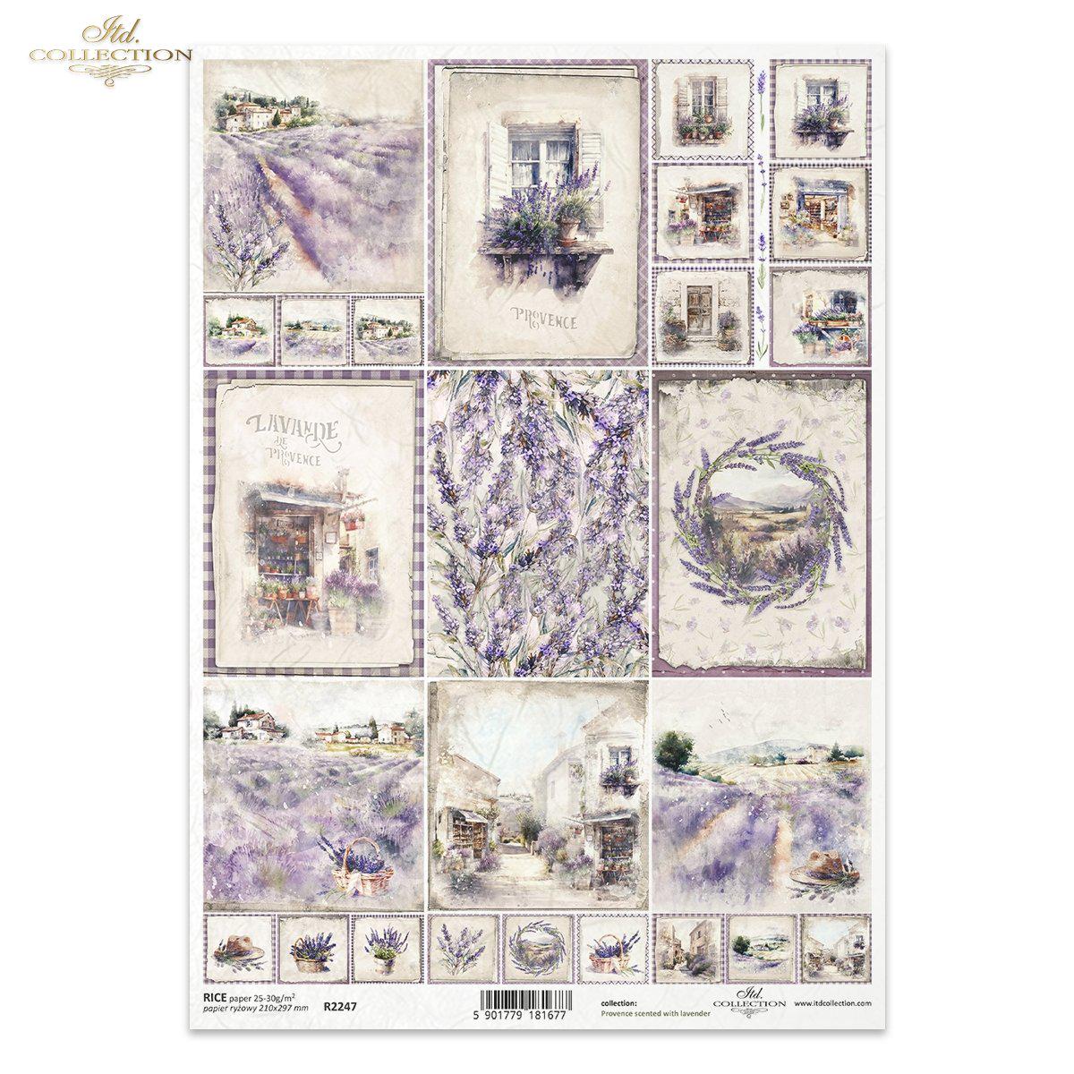 ITD Collection Lavender 9 Pack Journaling Cards A4 Rice Paper #R2247