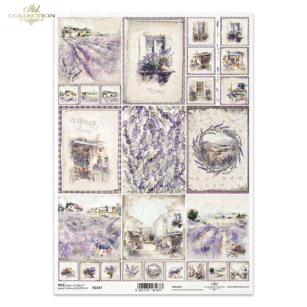 ITD Collection Lavender 9 Pack Journaling Cards A4 Rice Paper #R2247