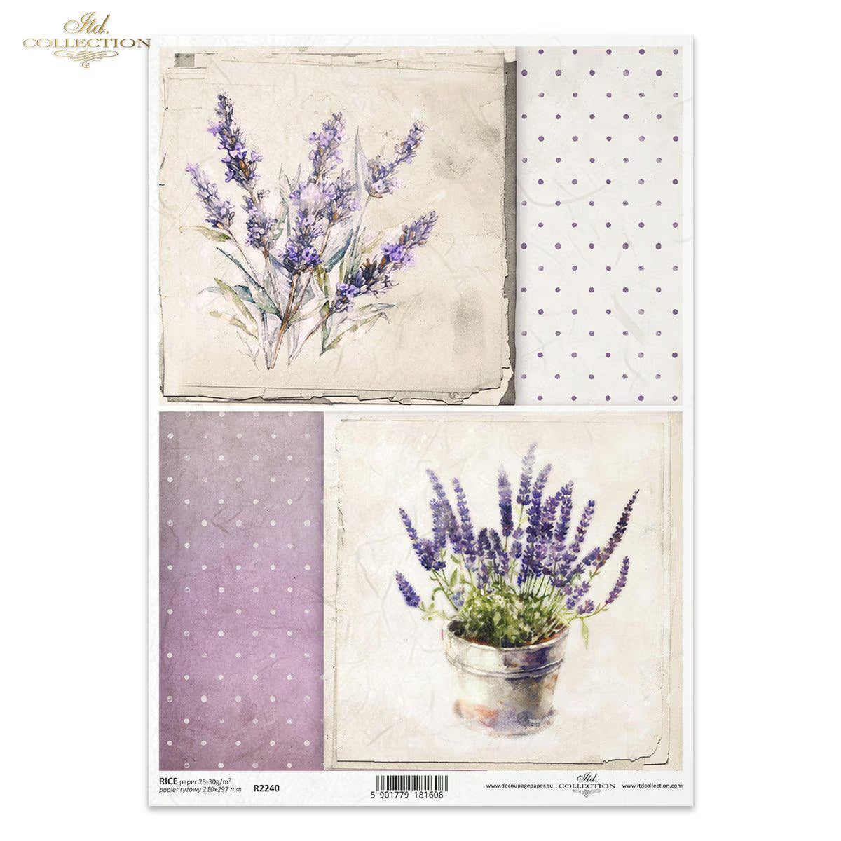 ITD Collection Lavender Bucket A4 Rice Paper #R2240
