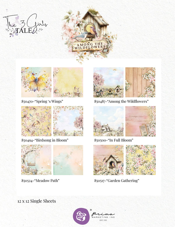 Prima AMONG THE WILDFLOWERS Curated 12x12 Paper 12 Sheets