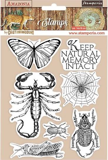 Stamperia HD AMAZONIA - BUGS BUTTERFLY INSECTS Cling Mount Rubber Stamp SET 14x18 cm #WTKCC193