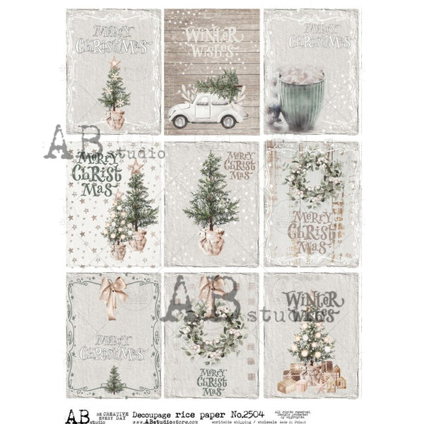 ABstudio FARMHOUSE CHRISTMAS A4 Decoupage Rice Paper #2504