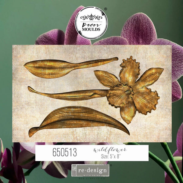 RE-Design with Prima Decor WILDFLOWER Moulds 5x8 Food Safe Heat Resistant Resin Clay #650513