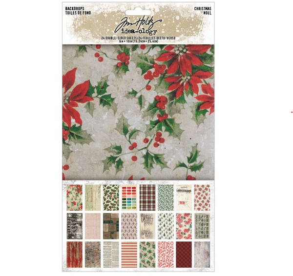 PRE-ORDER Tim Holtz idea-ology BACKDROPS - CHRISTMAS 24 pcs #TH94488