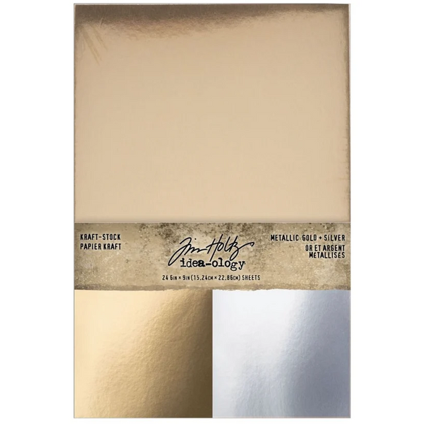 PRE-ORDER Tim Holtz idea-ology KRAFTSTOCK METALLIC Gold & Silver 24 pcs #TH94495