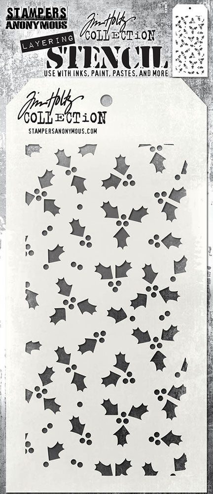 Tim Holtz TINY HOLLY Christmas 2024 Layering Stencil 4 1/8