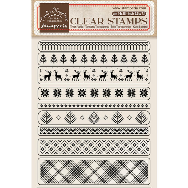 Stamperia Create Happiness CHRISTMAS BORDERS Stamps 14 x 18 cm #WTK177