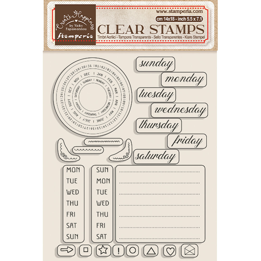 Stamperia Create Happiness CHRISTMAS Plus WEEKLY PLANNER Acrylic Stamps 14 x 18 cm #WTK179