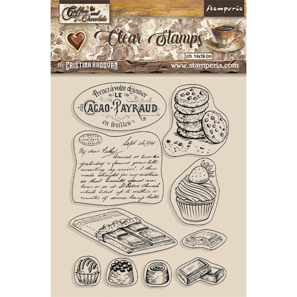 Stamperia COFFEE and CHOCOLATE ELEMENTS Acrylic Stamps 14 x 18 cm #WTK186