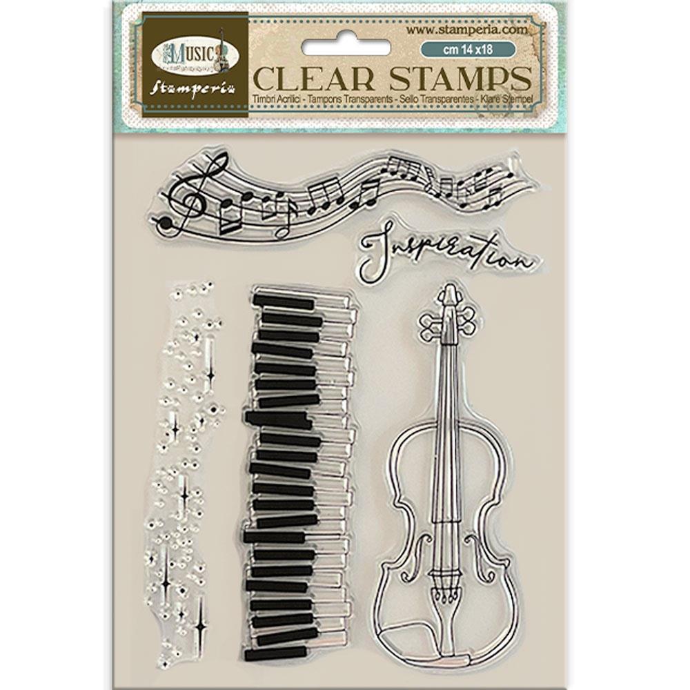 Stamperia MUSIC - VIOLIN Acrylic Stamps 14 x 18 cm #WTK204