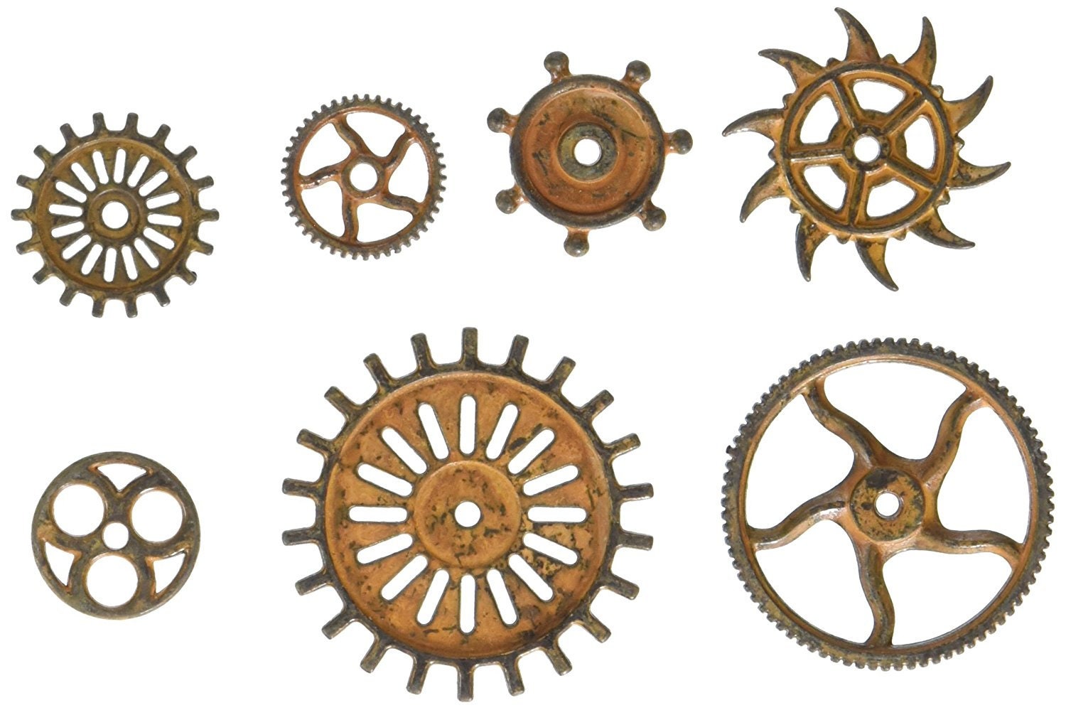 Prima Finnabair Mechanicals RUSTY GEARS Metal Embellishments 7 Pcs #963439