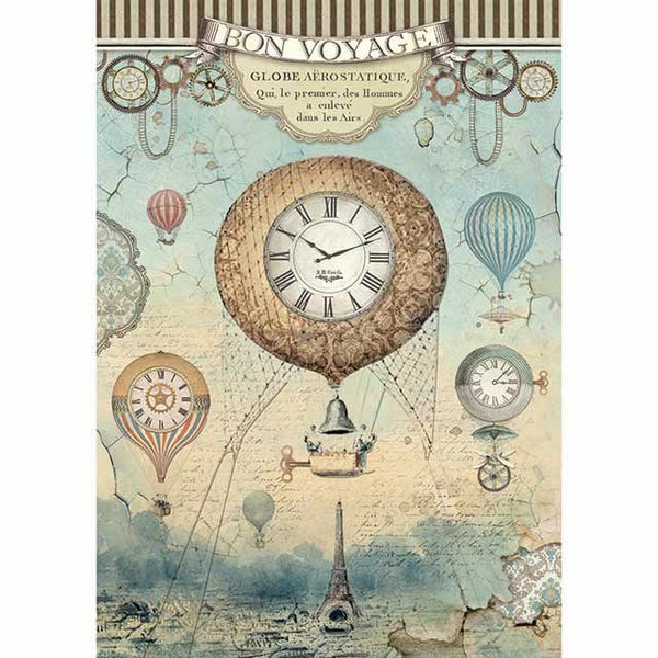 Stamperia VOYAGES FANTASTIQUES Balloon Decoupage A4 Rice Paper #DFSA4370
