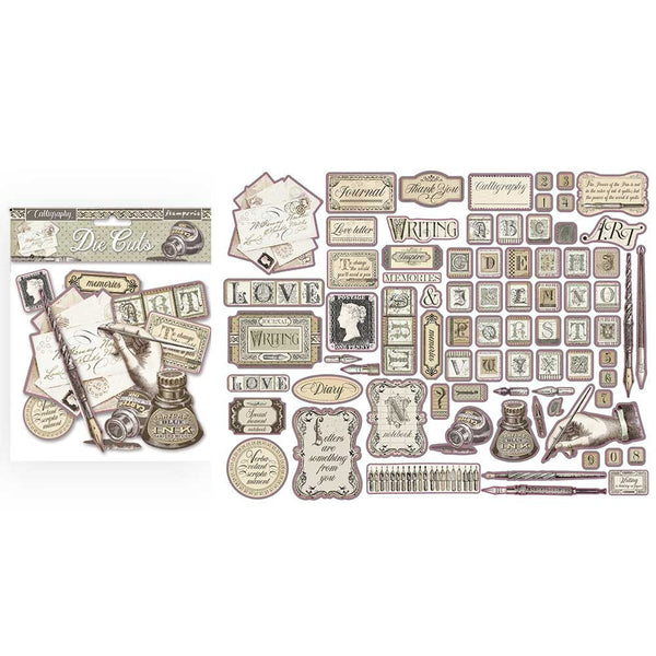 Stamperia CALLIGRAPHY Die Cuts Chipboard Shapes 76 Pieces #DFLDC21