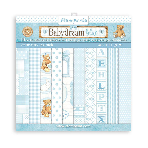 Stamperia BABYDREAM BLUE 8X8 Double Faced Paper 10 Sheets+Bonus #SBBS56
