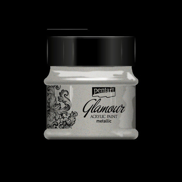 Pentart GLAMOUR METALLIC Acrylic Paint Platinum 50 ml #29394