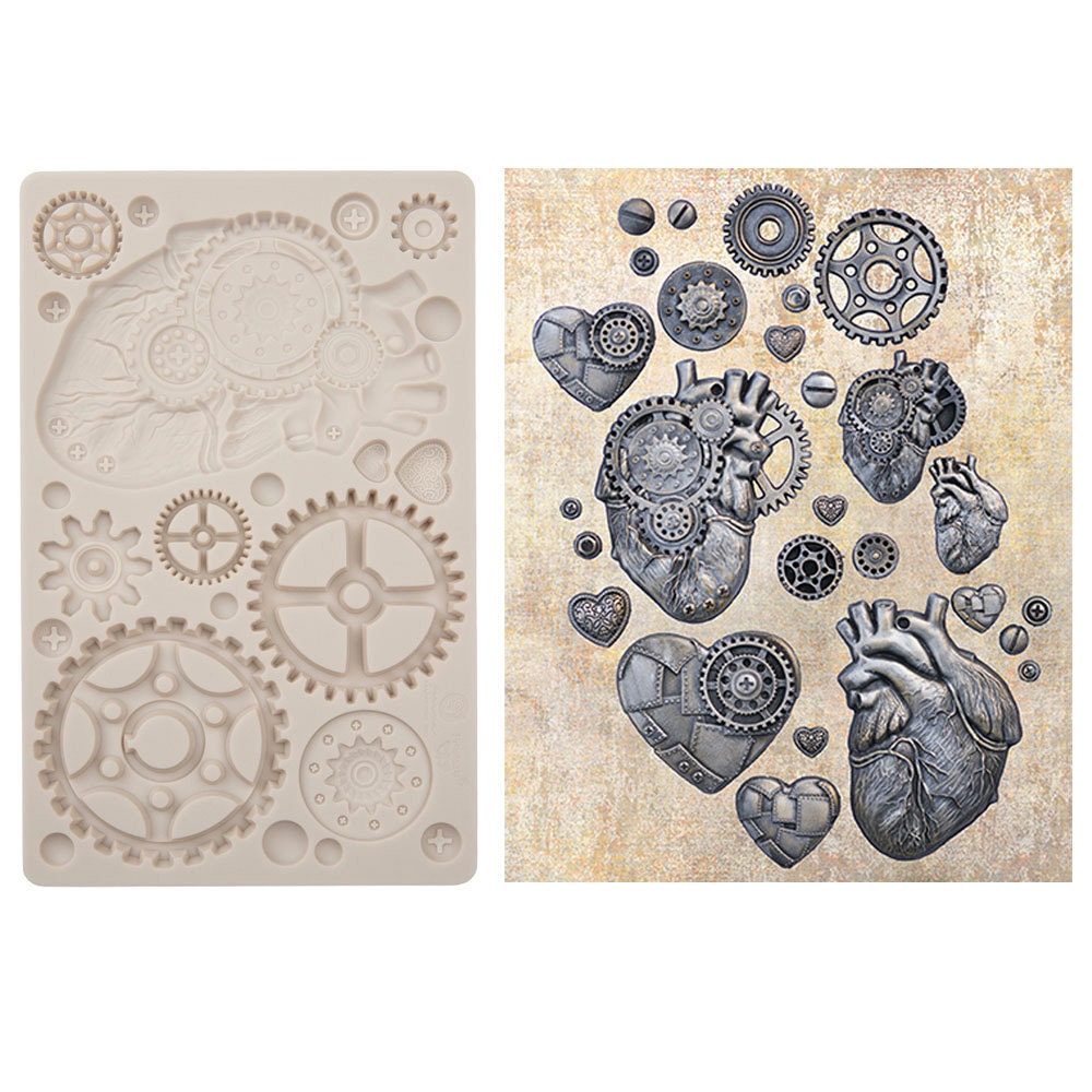 Re-Design with Prima STEAMPUNK HEARTS Finnabair Imaginarium Mould 5