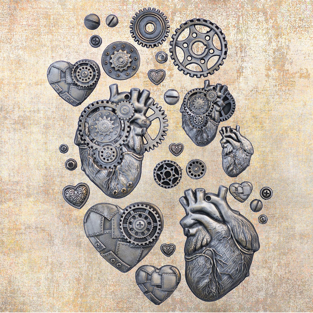 Re-Design with Prima STEAMPUNK HEARTS Finnabair Imaginarium Mould 5