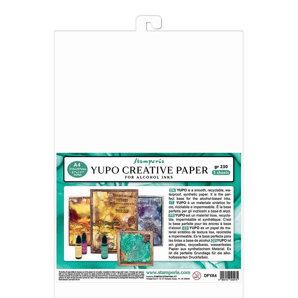 Stamperia YUPO CREATIVE PAPER for Alcohol Inks Pack of 5 sheets A4 #DFYA4
