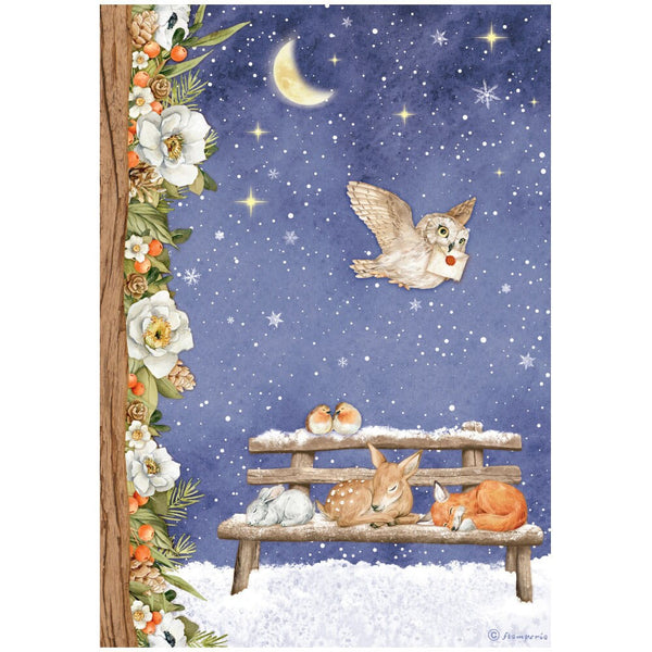 Stamperia WINTER VALLEY SWEET NIGHT Decoupage Rice Paper A4 #DFSA4800