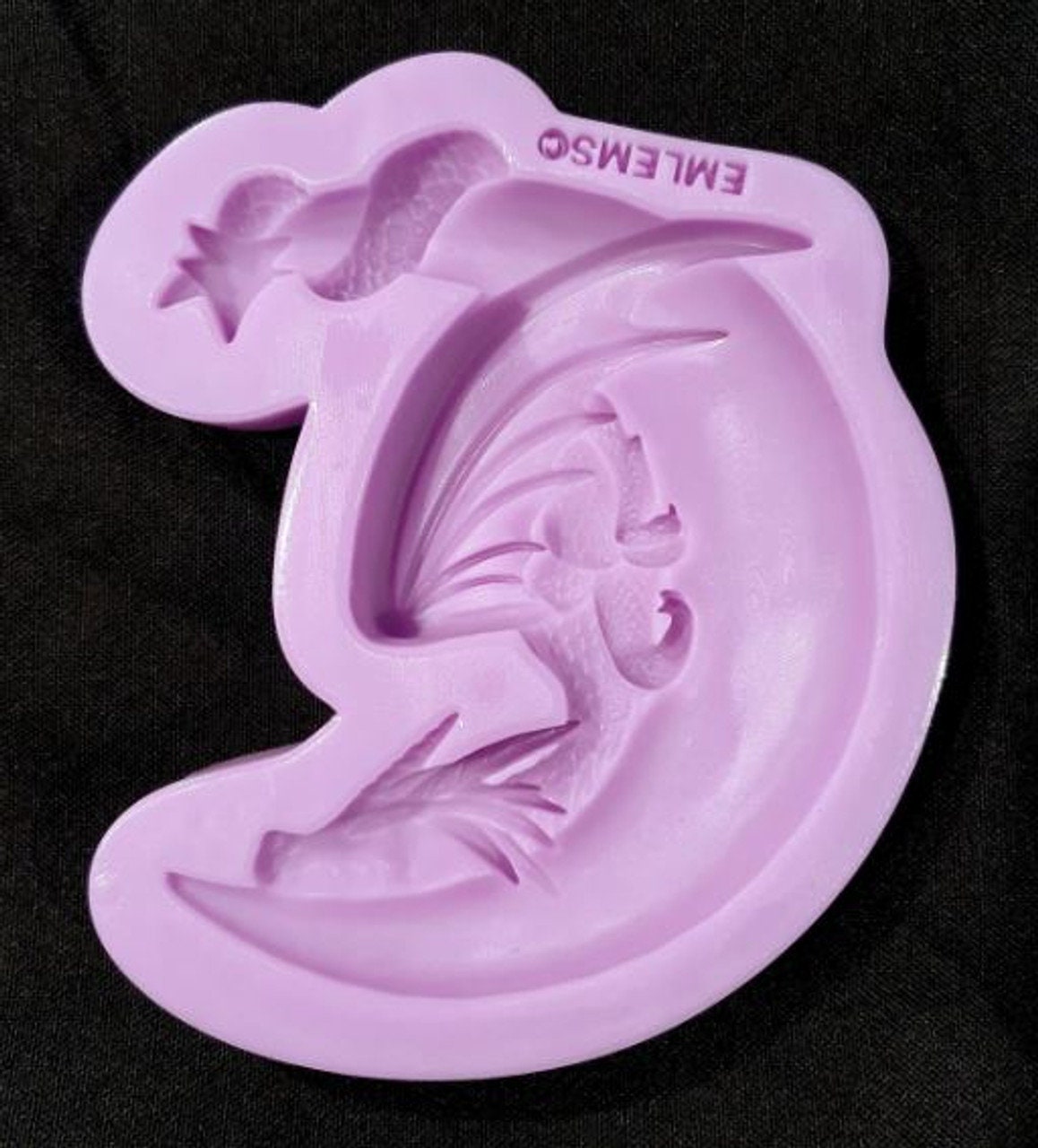 Emlems Moulds Dragon Asleep on the Moon Silicone Mould/Mold #DRGNMOON