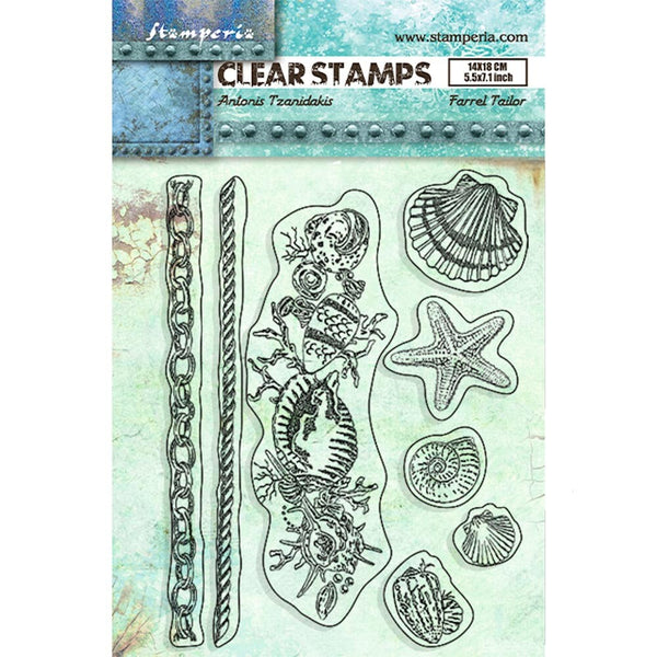 Stamperia Songs of the Sea SHELLS Acrylic Stamps 14 x 18 cm #WTK181
