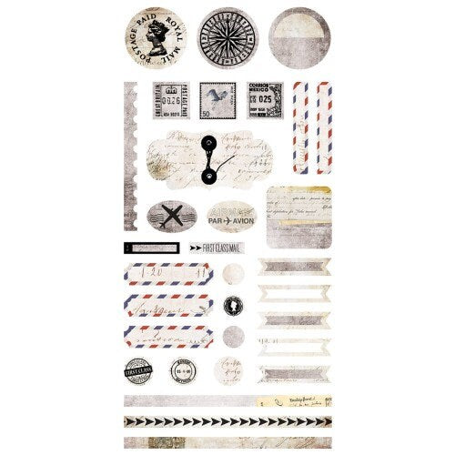 7 Dots Studio AIR MAIL 12x12 Double Faced Scrapbook Paper 12 PCS + Stickers