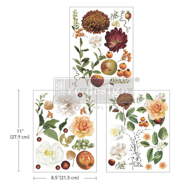 Re-design with Prima SEASONAL SPLENDOR 8.5 x 11 Middy Decor Transfers 3 sheets #666705