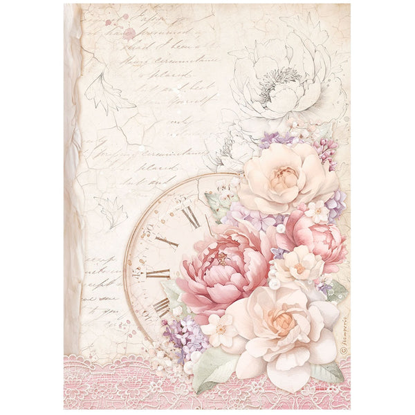 Stamperia ROMANCE Forever CLOCK Decoupage Rice Paper A4 #DFSA4831