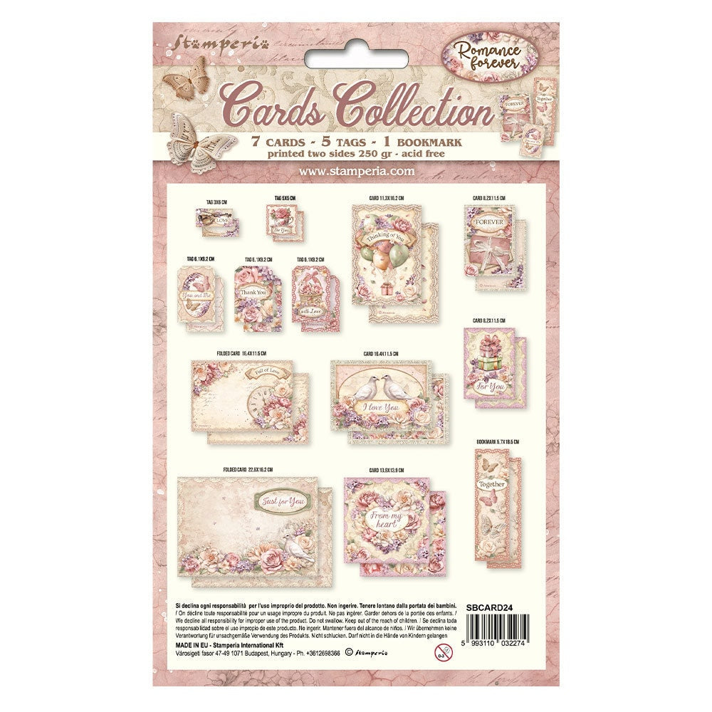Stamperia ROMANCE FOREVER COLLECTION 7 Cards 5 Tags 1 Bookmark Ephemera #SBCARD24