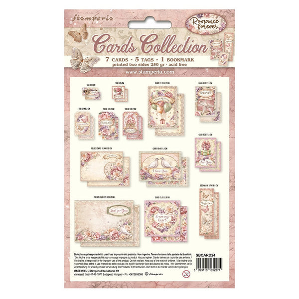 Stamperia ROMANCE FOREVER COLLECTION 7 Cards 5 Tags 1 Bookmark Ephemera #SBCARD24
