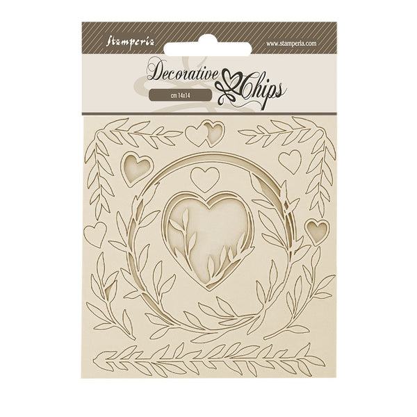 Stamperia ROMANCE FOREVER Hearts Decorative Chips 5.5"x5.5" #SCB200