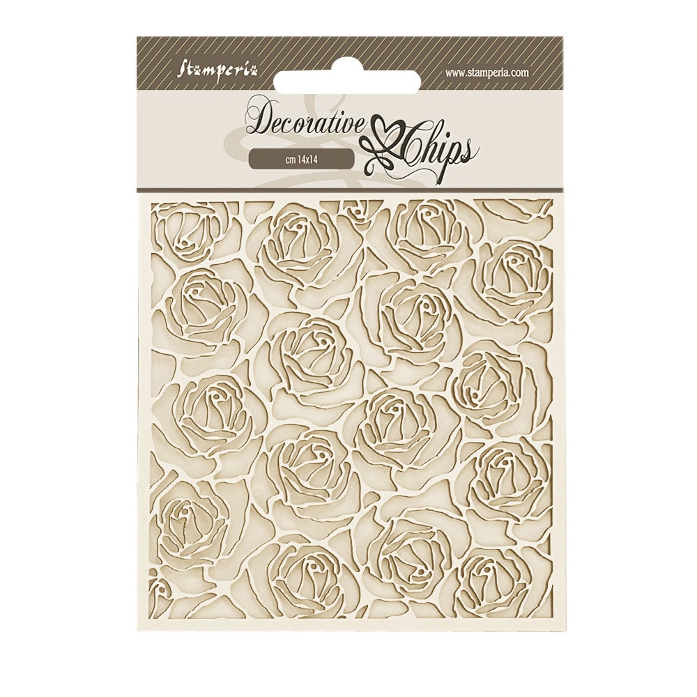 Stamperia ROMANCE FOREVER Rose Pattern Decorative Chips 5.5