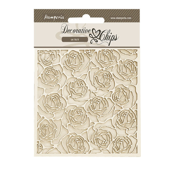 Stamperia ROMANCE FOREVER Rose Pattern Decorative Chips 5.5"x5.5" #SCB201
